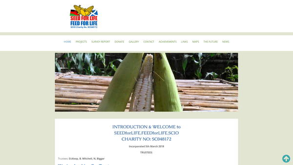 Screenshot of the Seed For Life, Feed For Life SCIO website