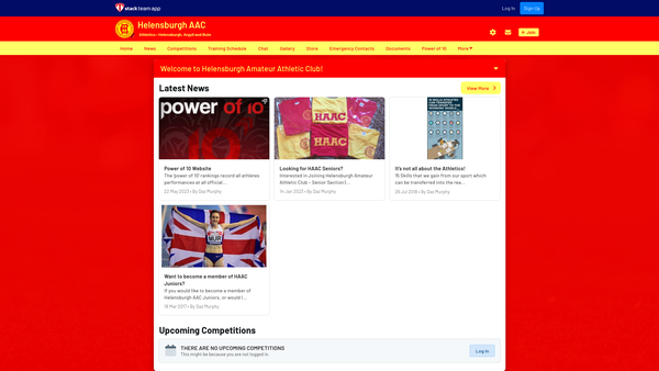 Screenshot of the Helensburgh Amateur Athletic Club website