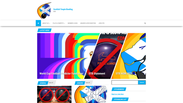 Screenshot of the Scottish Tenpin Bowling SCIO website