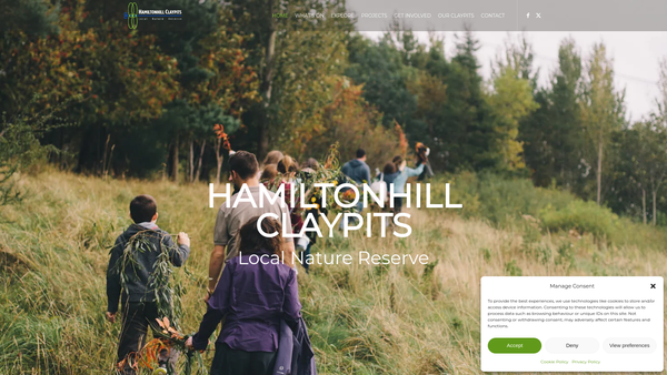 Screenshot of the Hamiltonhill Claypits Local Nature Reserve Management Group (HCLNR) website