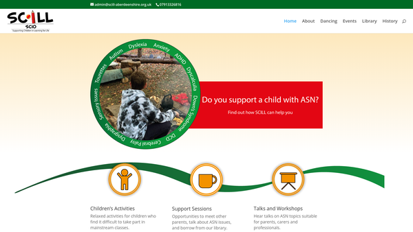 Screenshot of the SCILL- Supporting children in learning for life (SCIO) website