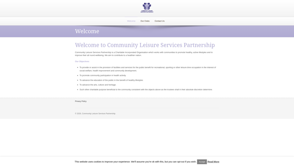 Screenshot of the Community Leisure Services Partnership website