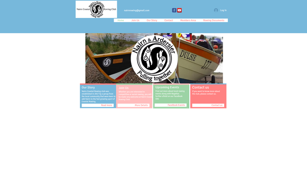 Screenshot of the Nairn Coastal Rowing Club website