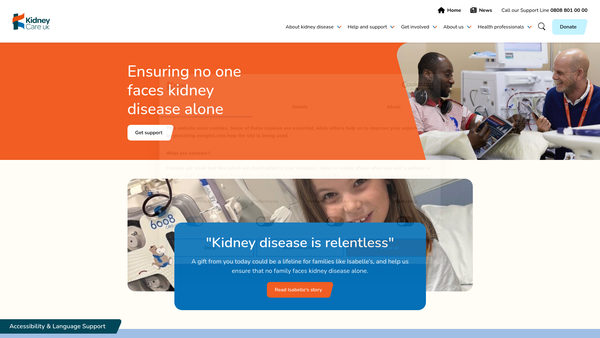 Screenshot of the The British Kidney Patient Association website