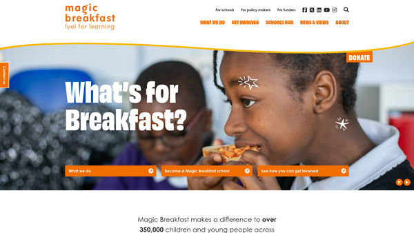 Screenshot of the Magic Breakfast website