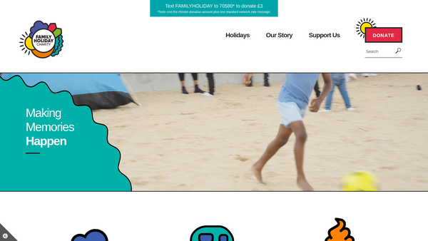 Screenshot of the Family Holiday Charity website