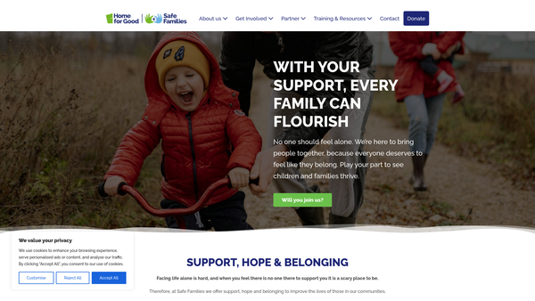 Screenshot of the Safe Families for Children website