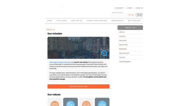 Screenshot of the Edinburgh Tenants Federation website