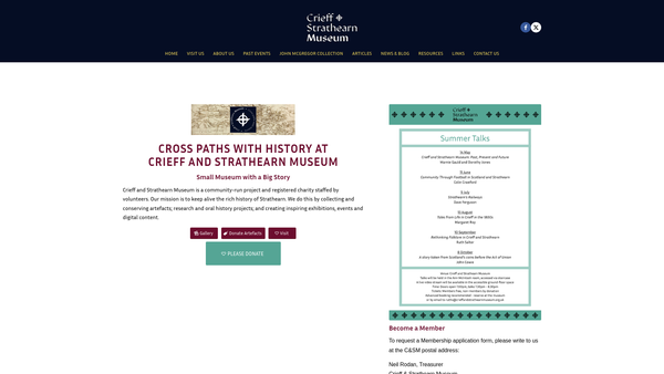 Screenshot of the Crieff & Strathearn Museum website