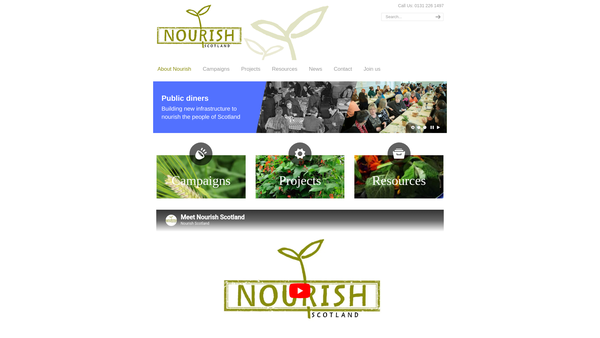 Screenshot of the Nourish (Scotland) website
