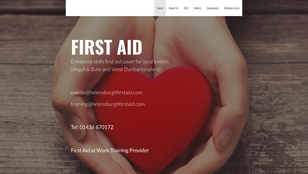 Screenshot of the Helensburgh First Aid website