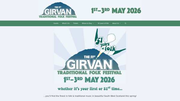 Screenshot of the Girvan Traditional Folk Festival website