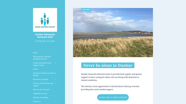 Screenshot of the Dunbar Dementia Network SCIO website