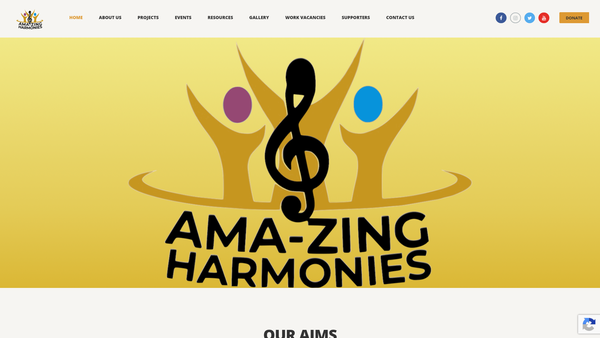 Screenshot of the Ama-zing Harmonies website