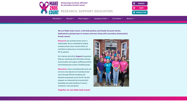 Screenshot of the Make 2nds Count website