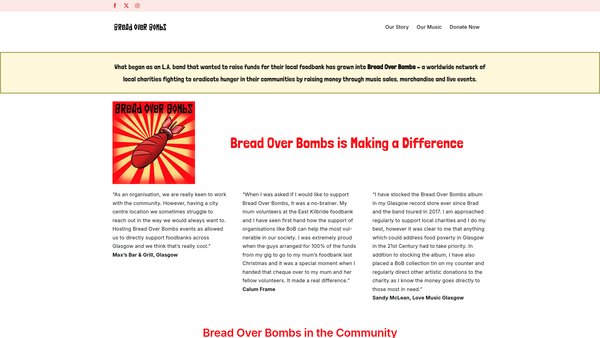 Screenshot of the Bread Over Bombs (Glasgow)[SCIO] website