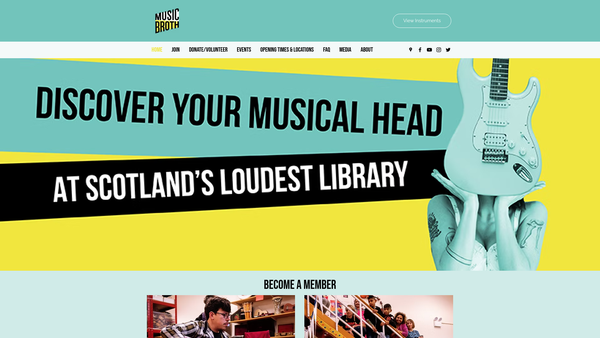 Screenshot of the Music Broth website