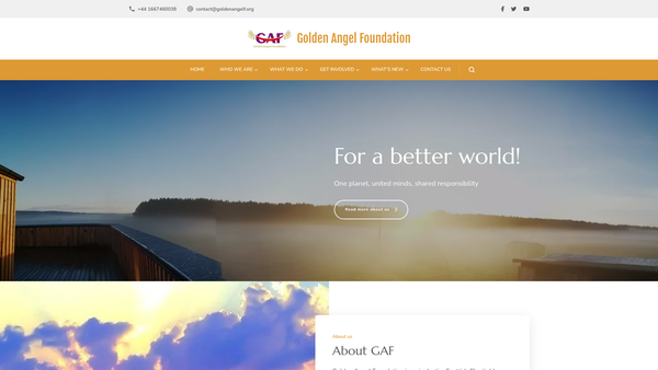 Screenshot of the Golden Angel Foundation SCIO website
