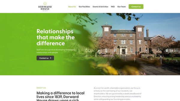 Screenshot of the Dorward House, Montrose website