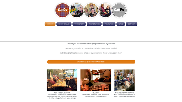 Screenshot of the CanDu (Dundee Cancer Support Network) SCIO website