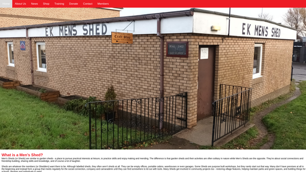 Screenshot of the East Kilbride Men's Shed website