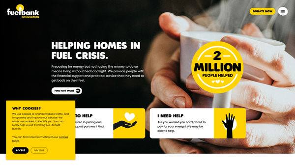 Screenshot of the Fuel Bank Foundation website