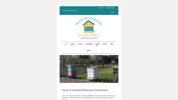 Screenshot of the South of Scotland Beekeepers Association website