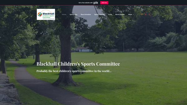 Screenshot of the Blackhall Children's Sports Committee website