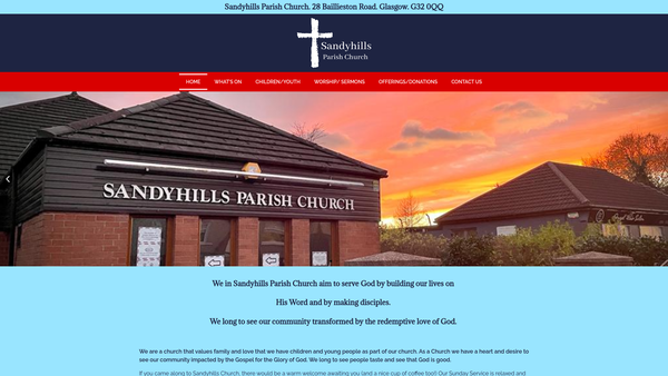 Screenshot of the Sandyhills Youth Outreach (SCIO) website