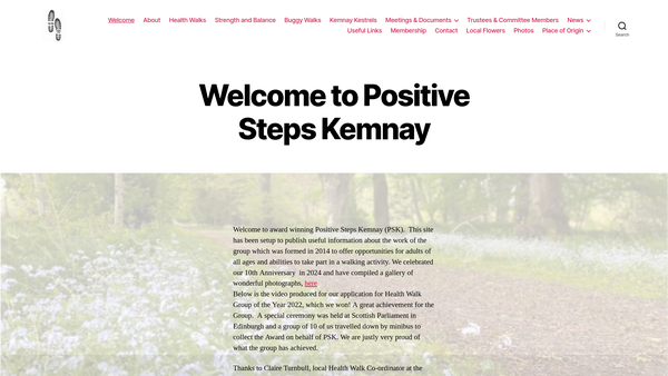 Screenshot of the Positive Steps Kemnay website