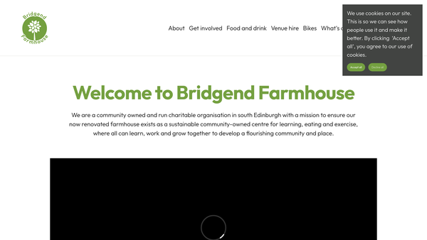 Screenshot of the Bridgend Farmhouse website