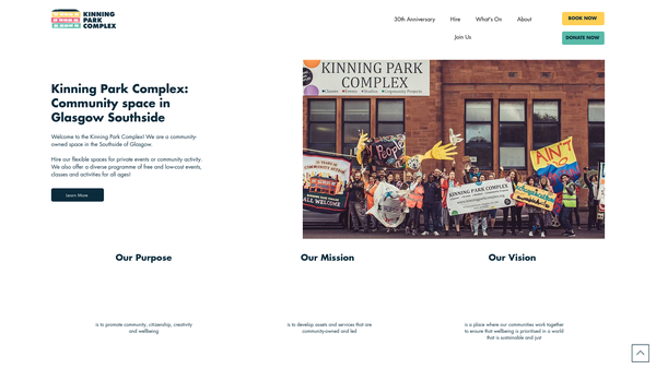 Screenshot of the The Kinning Park Complex website
