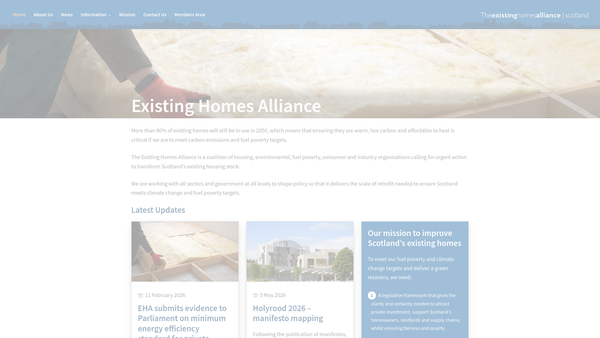 Screenshot of the Existing Homes Alliance Scotland website