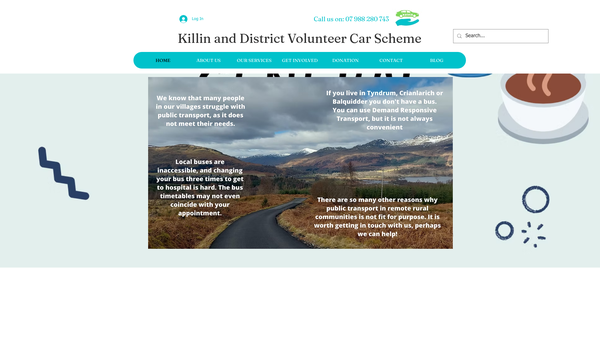 Screenshot of the Killin & District Volunteer Car Scheme website
