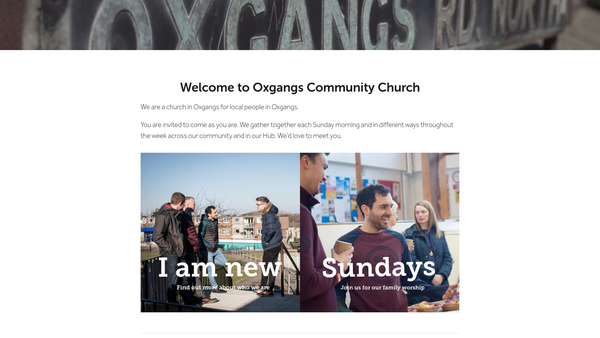 Screenshot of the Oxgangs Community Church website