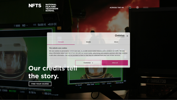 Screenshot of the The National Film and Television School website