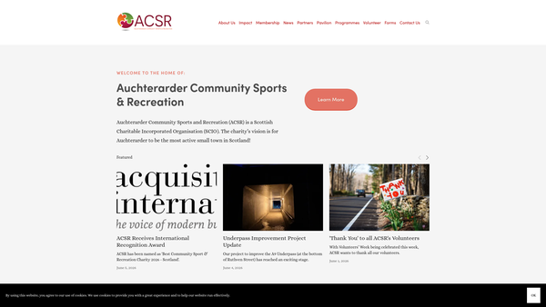 Screenshot of the Auchterarder Community Sports and Recreation website