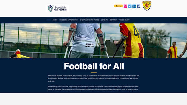 Screenshot of the Scottish Para-Football website