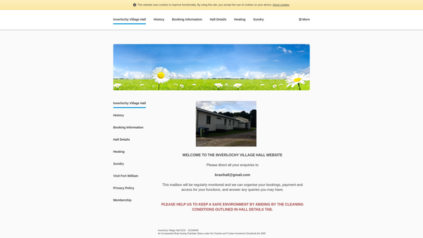Screenshot of the Inverlochy Village Hall SCIO website