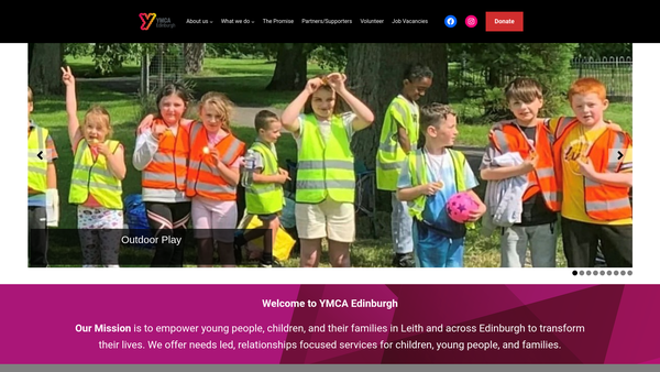 Screenshot of the YMCA Edinburgh SCIO website