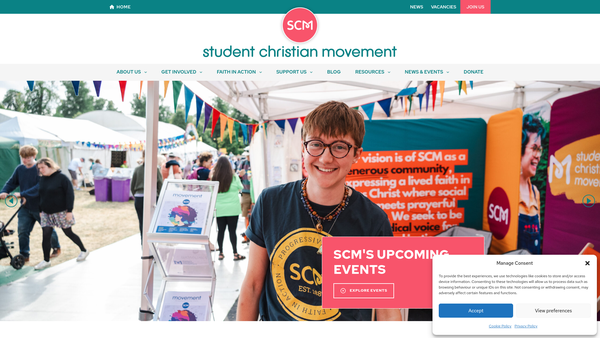Screenshot of the The Student Christian Movement website