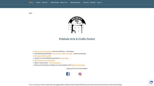 Screenshot of the Poldrate Arts and Crafts Centre SCIO website