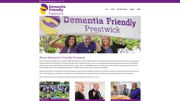 Screenshot of the Dementia Friendly Prestwick website