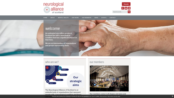 Screenshot of the The Neurological Alliance of Scotland (SCIO) website