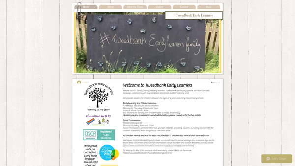 Screenshot of the Tweedbank Early Learners (SCIO) website