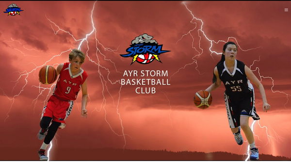 Screenshot of the Ayr Storm Basketball Club website