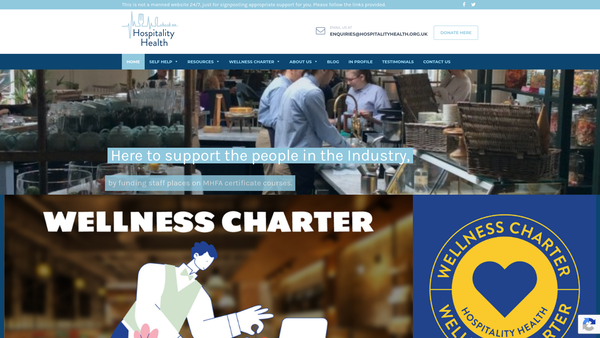 Screenshot of the Hospitality Health website