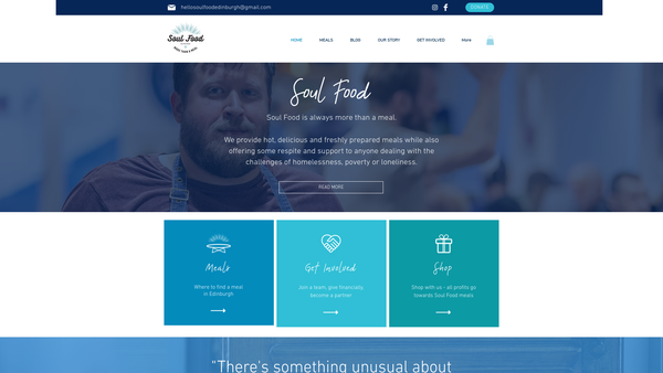 Screenshot of the Soul Food Edinburgh website