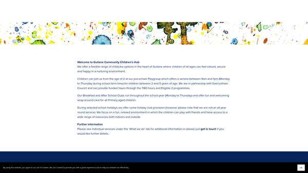 Screenshot of the Gullane Community Children's Hub website