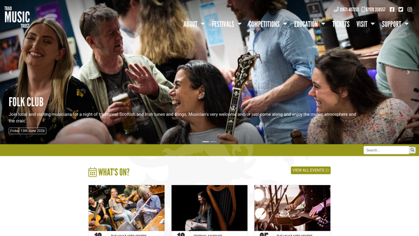 Screenshot of the Trad Music Trust website